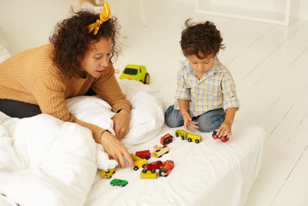 Infant and young child development with parent supervision during playtime
