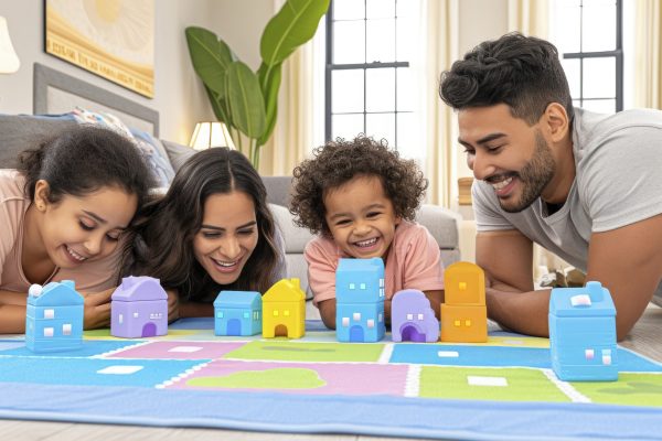 Young Child With Autism Playing With Family - Harmony ABA Centers